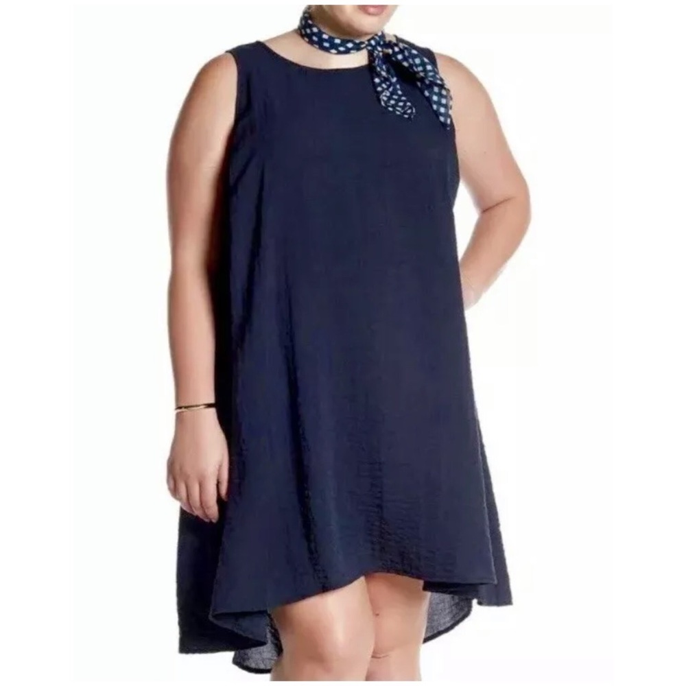 Sharagano Navy Blue Sleeveless A Line Shift Dress Plus Size 20W NEW